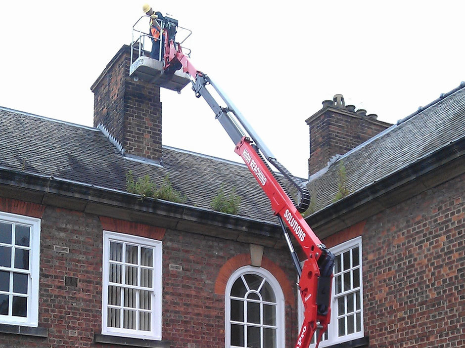 Tracked spiderlift cherrypicker for chimney and building work from High Reaching Solutions Malton York